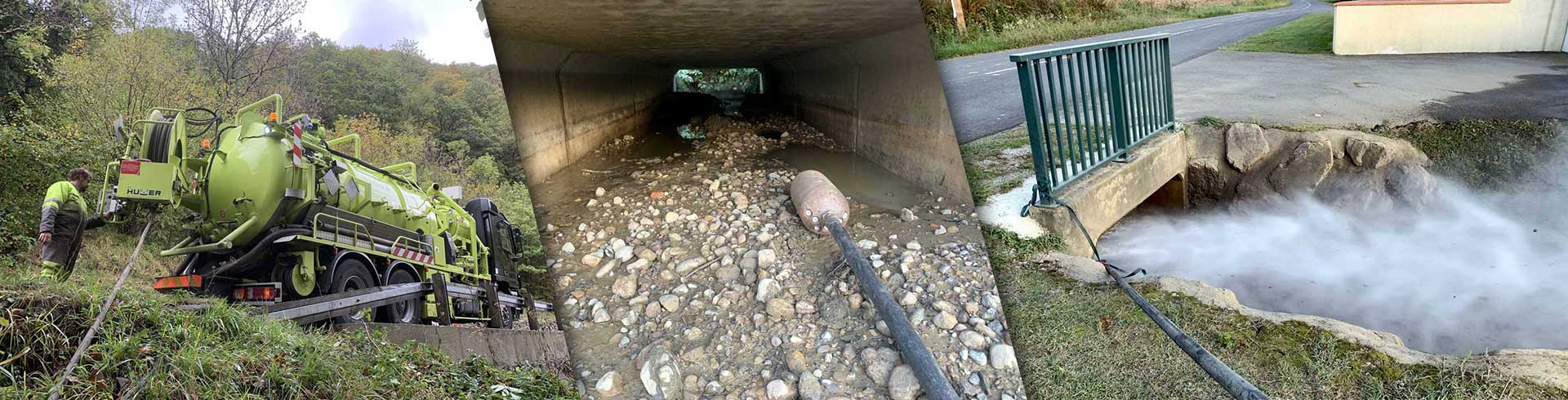 Débouchage d’ouvrages d’art bouchés (pont, passerelle ou buse) à Pau, Tarbes, Lourdes, Aire, Mont de Marsan, par fraise ou hydrocurage avec Prébendé Assainissement